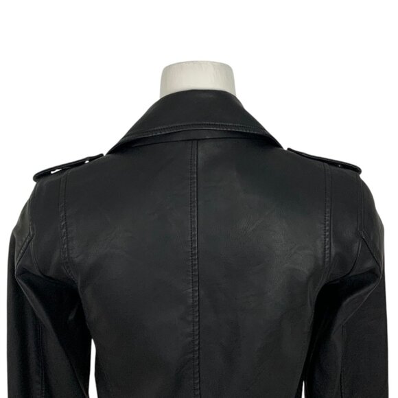 Levi’s Faux Vegan Leather Studded Moto Jacket XS Black Zip Front Biker Zip Cuffs - Picture 8 of 14